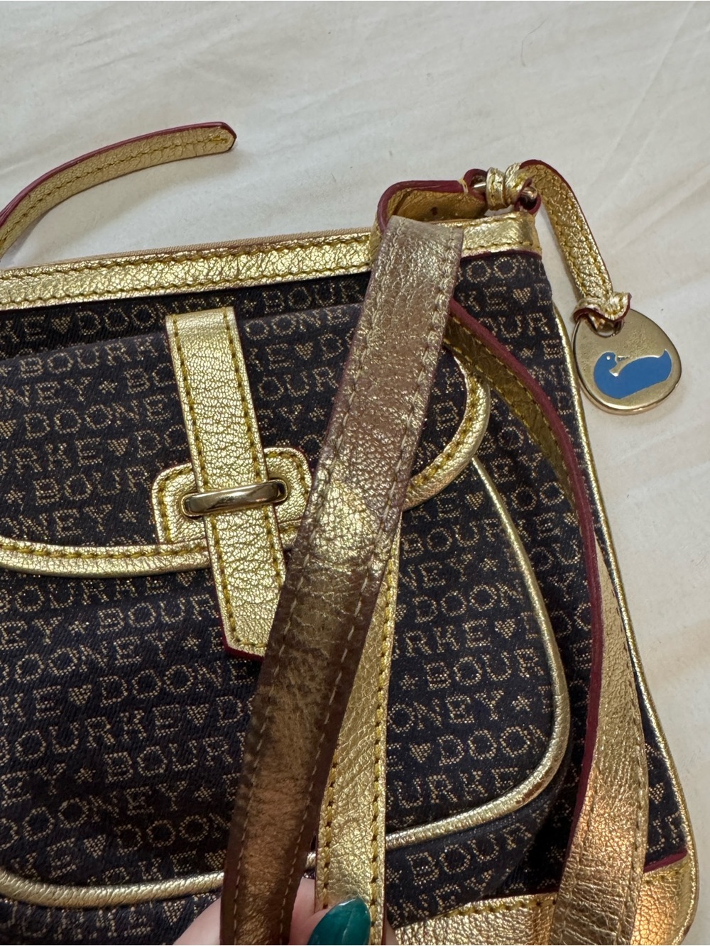 Dooney & Bourke Black with Gold Trim Logo Crossbody Bag - Picture 2 of 6